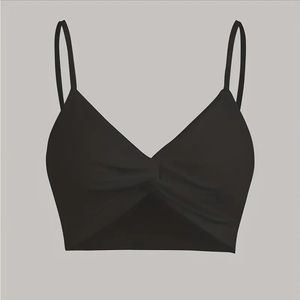 NWOT Solid V Neck Bikini Top, Twisted High-Stretch Spaghetti Straps Beachwear